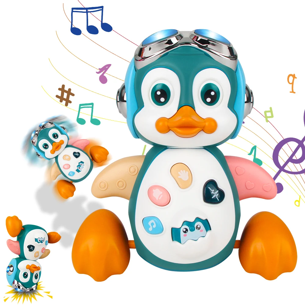 Baby Crawling Toys Musical Penguin Infant Moving Walking Dancing Toys with Light - £14.82 GBP