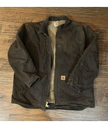 Dark Brown Carhartt Sherpa Lined Duck Coat - Sz 2XL  TALL - C61 DKB - $138.59