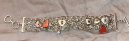 7.5” 3 Strand Charm Bracelet Heart Keys Locks Silver - £6.25 GBP