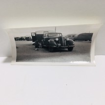 Old Vintage Photo Woman Dog Classic Car Trailer B&amp;W License Plate Nebraska? - £26.25 GBP