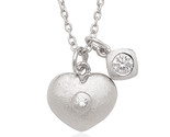 Small cz with heart Women&#39;s Necklace .925 Silver 274036 - £40.17 GBP