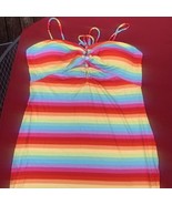 NEW Juniors Plus Madden NYC XXXL Rainbow Colorful Cutout Dress Ribbed Kn... - £14.46 GBP