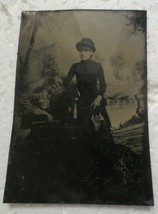 Antique Tintype Photo Photograph 2.5 x 3.5 Young Lady Standing - £7.56 GBP