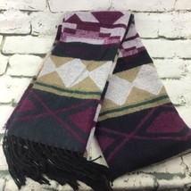 Women’s Winter Scarf Multi Color Southwest Print Warm Knit Fringe Trim - $11.88