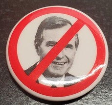 Anti-George HW Bush campaign button - photo with red line through it - £5.17 GBP