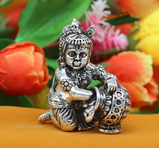 925 sterling silver crawling krishna  statue, figurine, puja article art223 - $284.12