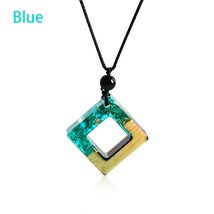 Fashion Unisex Lovers Handmade Jewelry Round/Square Clear Pendant Necklace Woode - £7.64 GBP