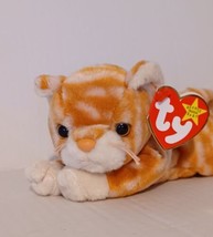 TY Beanie Baby AMBER the Cat Ginger Tiger Cream Socks Muzzle Ear And Tus... - $8.41