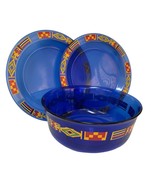 Kente Flag Design Arcoroc France Cobalt Blue Large Bowl Serving Plates S... - $39.04