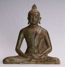 Antique Sri Lanka Style Bronze Seated Meditation Buddha Statue - 35cm/14&quot; - £989.65 GBP