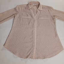 Candies RN#73277 Women's Peach & Black Roll Tab Sleeve Full Button Shirt Size XS image 10