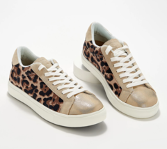 Isaac Mizrahi Women Lace Up Fashion Sneakers Color Block US 11M Leopard Gold - £13.70 GBP