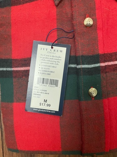 Ivy Crew Medium Flannel Men's Long Sleeve Button Up Shirt Plaid Item image 4
