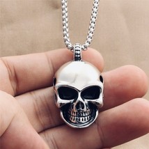 Mens Gothic Punk Skull Pendant Necklace Punk Jewelry Stainless Steel Chain 24" - £10.27 GBP