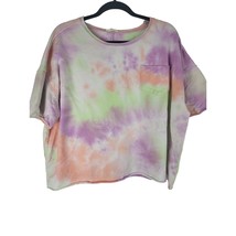 Easel Tie Dye Cropped T Shirt M Womens Short Sleeve Multicolor 100% Cotton - £13.18 GBP