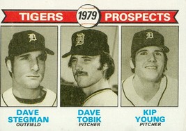 1979 Topps Tigers Prospects Dave Stegman Dave Tobik Kip Young 706 EXMT - £0.78 GBP