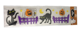 Halloween Window Gel Clings Charm 12 Pieces Black Cats Pumpkins Moon Stars - £13.70 GBP