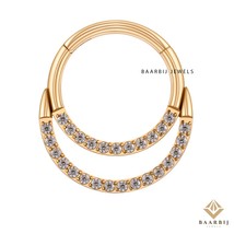 Anastasia Septum Clicker | 14K Solid Gold Piercing | Double line diamond... - $3,523.16 MXN