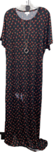 NWT LuLaRoe 2XL Black Red Green Floral Maria Slinky Fabric Long Maxi Dress - $37.61