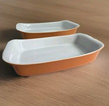 Cerutil Stoneware Orange Rectangular Casserole Lasagna Baking Dish Portugal - £25.19 GBP