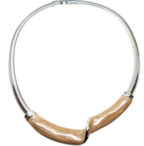 Vintage Beige Retro Necklace Choker Herringbone Chain Women Silver Tone Fashion - £11.93 GBP