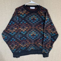 Tricots St. Raphael Women Large Sweater Multicolor Geometric Diamond Pattern USA - £23.53 GBP