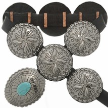 Navajo Classic Turquoise XLG Stamped Silver Concho Belt Native American ... - £600.64 GBP