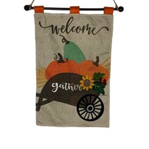 Welcome Gather Fall Thanksgiving Hanging Door Wall Decoration Felt Backing - $19.79