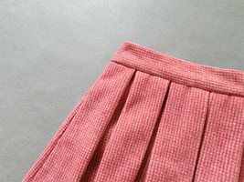 Winter Pink Midi Pleated Skirt Women Custom Plus Size Midi Woolen Party Skirt image 11