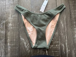 J. CREW NWT Curved Waist Textured Olive Green Bikini Bottom Size Small - $14.99