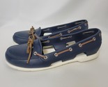 Crocs Women&#39;s Size 10 Beach Line Slip On Boat Shoes Navy &amp; White Loafers... - £19.45 GBP