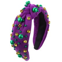 Mardi Gras Headband for Women Carnival Hair Accessories Green Purple Yellow Rhin - £32.15 GBP