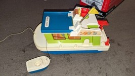 Vintage 1972 Fisher Price Little People House Boat #985 With Speed Boat - £38.80 GBP