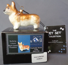 Corgi Dog Ornament Joy to the World Pet Set Pembroke Welsh Hand Made Poland - £27.96 GBP