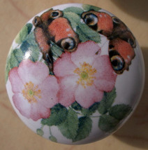 Ceramic Cabinet  Knob monarch butterfly Insect morning Glory - $7.11 CAD