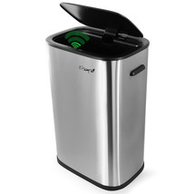Elama 14.5 Gallon Automatic Sensor Hands Free Trash Can in Matte Silver - $94.80