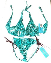 Sunsets Illusion Halter Bikini Swimsuit Size 38D Top &amp; Small Bottoms NWT $128 - £52.77 GBP