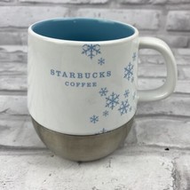 Starbucks Holiday 2007 Snowflakes Mug Coffee Cup Ceramic Stainless Steel... - £17.46 GBP