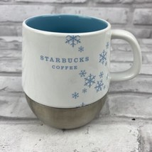 Starbucks Holiday 2007 Snowflakes Mug Coffee Cup Ceramic Stainless Steel... - £16.80 GBP