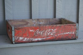 Coke Coca Cola Red Wooden Soda Pop Bottle Crate Carrier Tool Open Box Rustic - £33.50 GBP