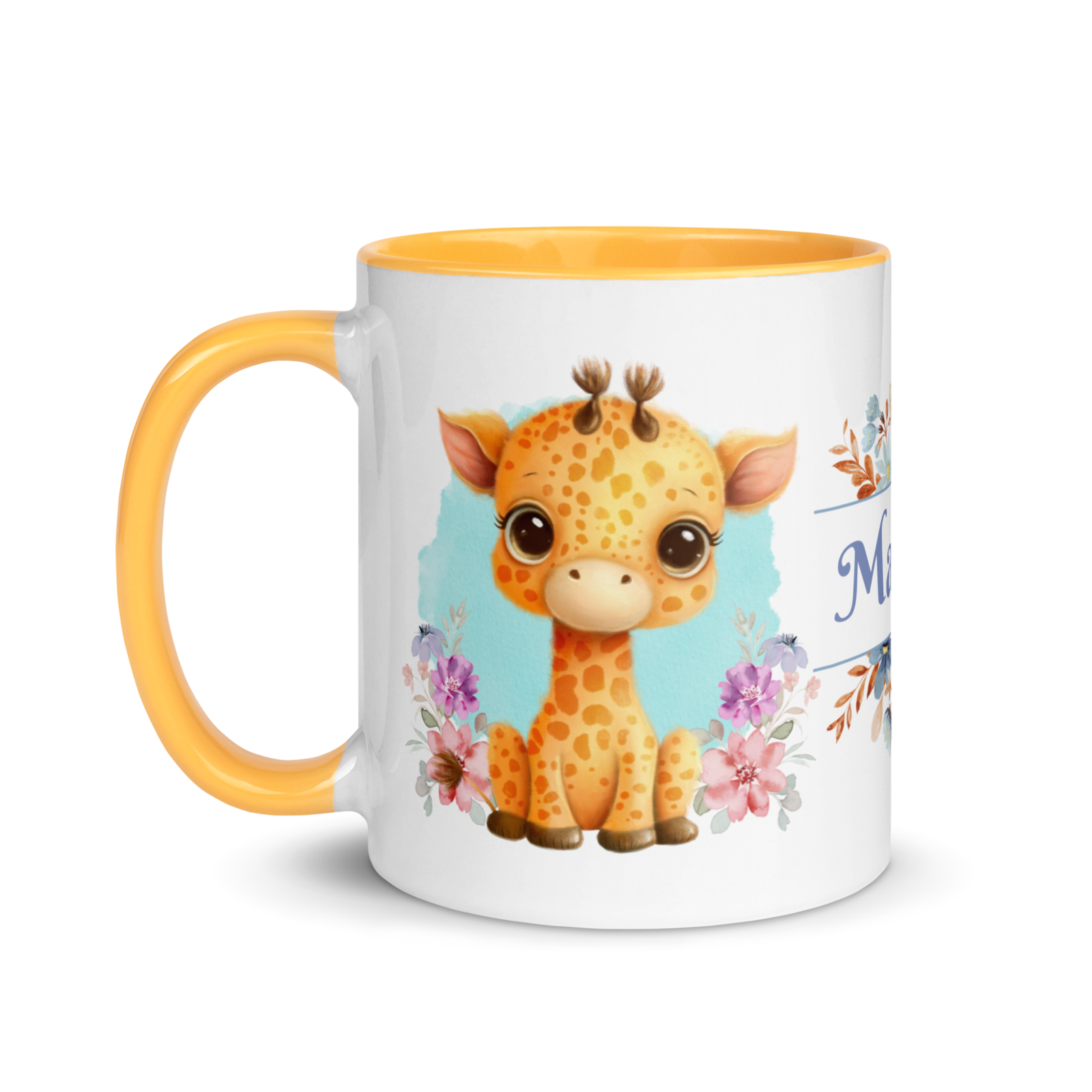 Primary image for Personalized Coffee Mug 11oz | Add Your Name to Cute Giraffe Floral Themed