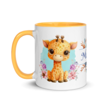 Personalized Coffee Mug 11oz | Add Your Name to Cute Giraffe Floral Themed - £23.12 GBP