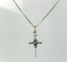 Vintage Sterling Silver Wrapped Cross Pendant Necklace 925 AT Sign 18&quot; B... - $49.99