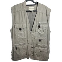 Eddie Bauer Utility Vest Mens XL Khaki Pockets Safari Fishing Hunting X-Large - $22.24