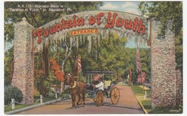 Vintage Postcard Fountain of Youth Entrance St. Augustine Florida 1940&#39;s Linen - £5.41 GBP