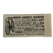 1914 Mead Cycle Company Bicycle Riders Wanted Original Antique print ad - $19.05