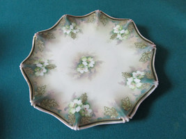 Rs Prussia 1900s Victorian Art Nouveau Plate 9&quot; Borders Green /WHITE Flowers - £118.43 GBP
