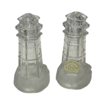 Vintage Lenox Salt &amp; Pepper Shakers Set Pair Light House Frosted Glass Waves - £14.30 GBP