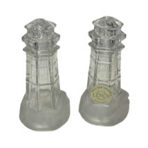 Vintage Lenox Salt &amp; Pepper Shakers Set Pair Light House Frosted Glass Waves - £14.09 GBP