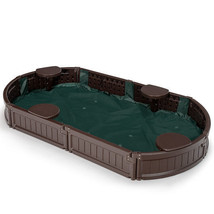 Sandbox with Built-in Corner Seat and Bottom Liner-Brown - Color: Brown - $150.99